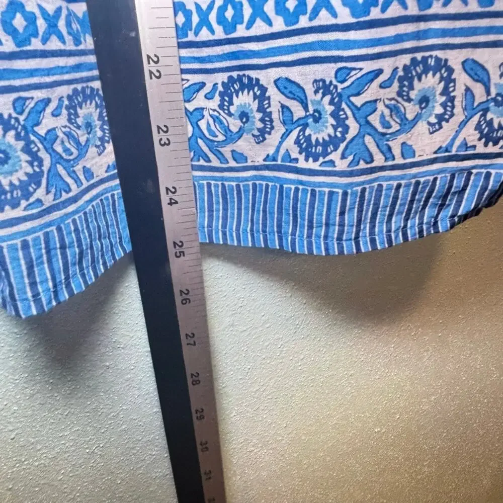 Vineyard Vines Blue White Embroidered Border Tank Top Size Small Cotton Blend - Picture 7 of 8